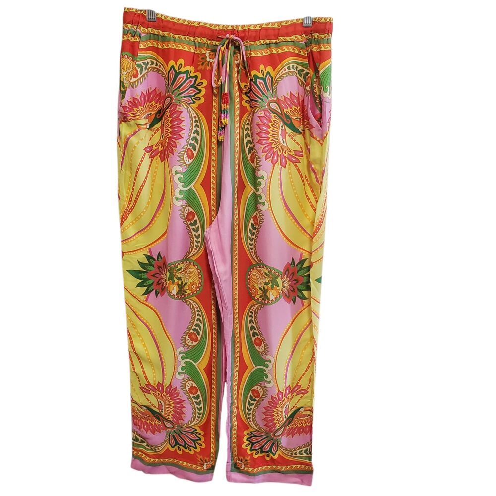 Farm Rio Beach Toucans Tropical Scarf Lenzing Viscose Multicolor Pants Large NWT